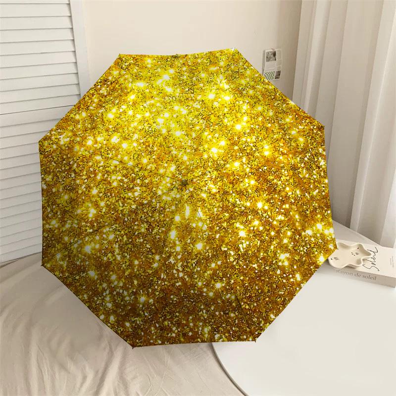 

1PC Gold Glitter Umbrella-8-Rib Reinforced, Automatic Open, Lightweight & Durable, Cute Fashion Accessory for Outdoor-P27