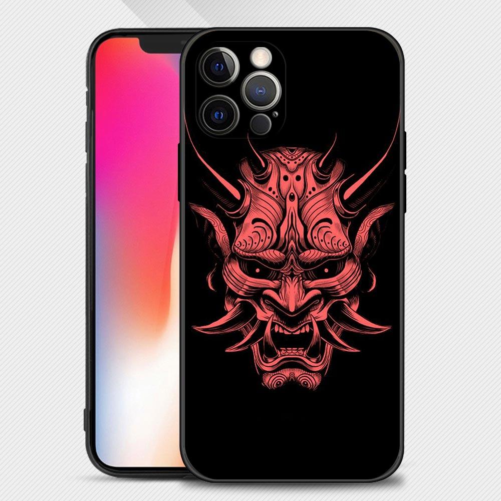Japan Samurai Oni Mask Case For Apple iPhone 14 13 12 11 Pro Max Mini XS Max XR X 7 8 6 6S Plus Phone Shell Capa