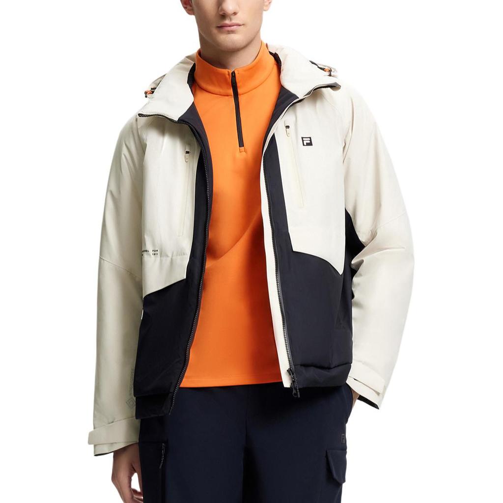 FILA 2023 Winter New Cotton Jacket Color Block Splicing Outdoor Sports Loose Warm Top Men tops Oatmeal A11M347907F-BG