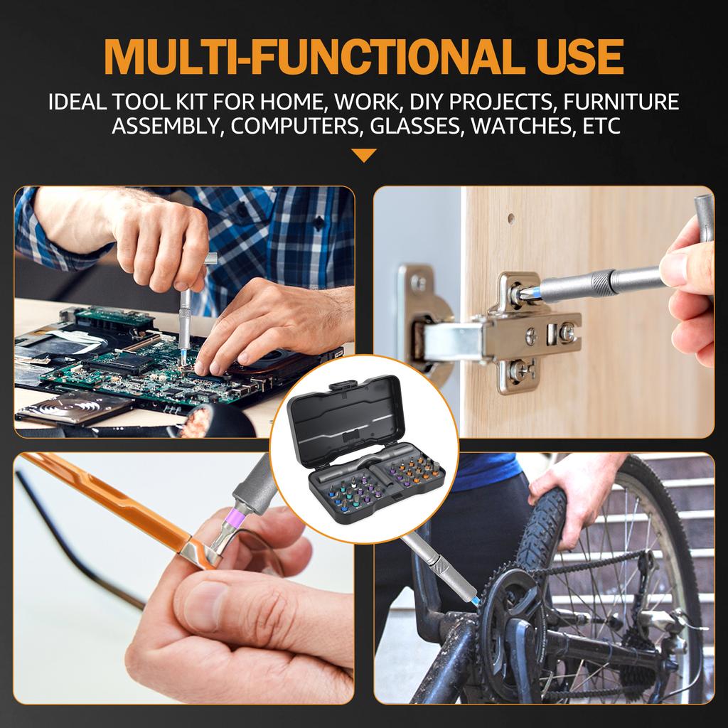 24 in 1 Screwdriver Set Ratchet Allen Wrench Set Multi-function Screwdriver Kit with Removable T Handle for Repair Hand Tools