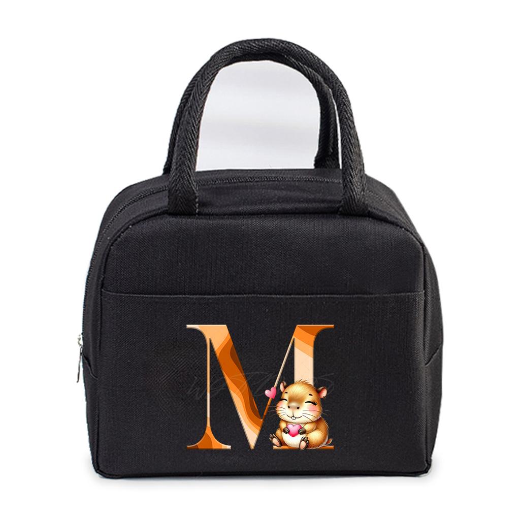 Office worker small portable lunch bag Oxford cloth letter student large portable bento bag