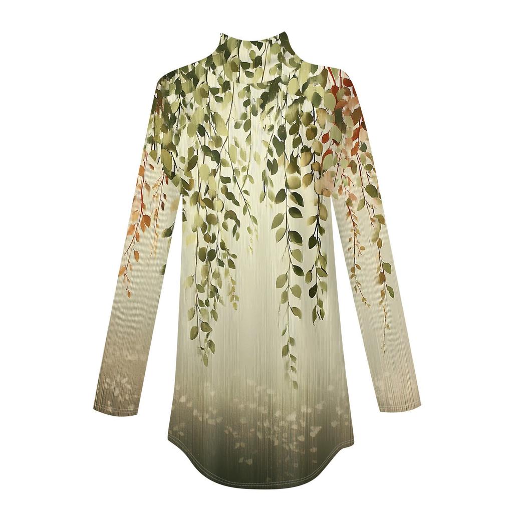 Damen T-Shirt mit Rundhalsausschnitt, modisch, lässig, bedruckt, langärmelig