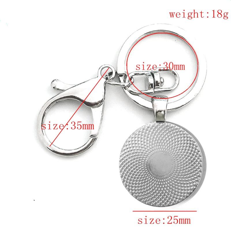 Cabochon Printing Laser Keychain Stainless Steel Key Holder Ring Key