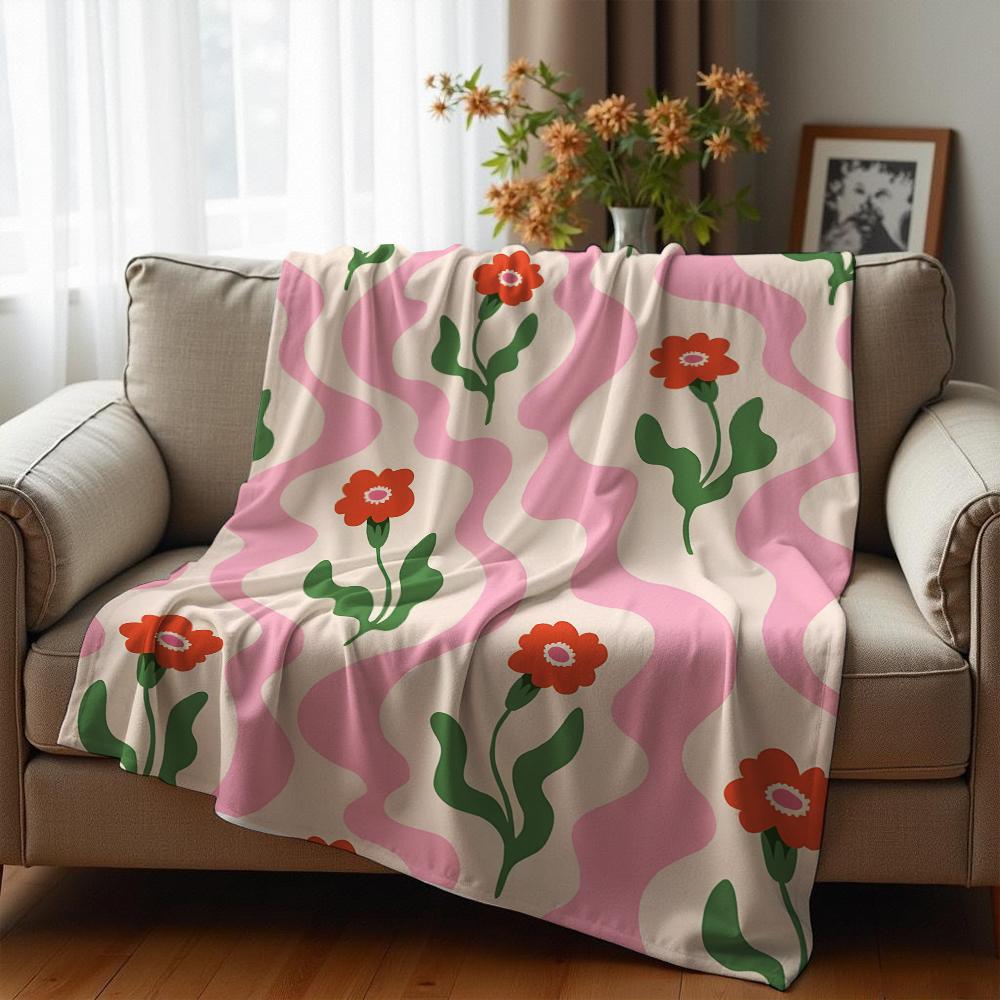 Wavy Lilac Checker Soft Flannel Blanket Breathable Warm Throw for Office Car Sofa Kids Room Birthday Xmas Gift