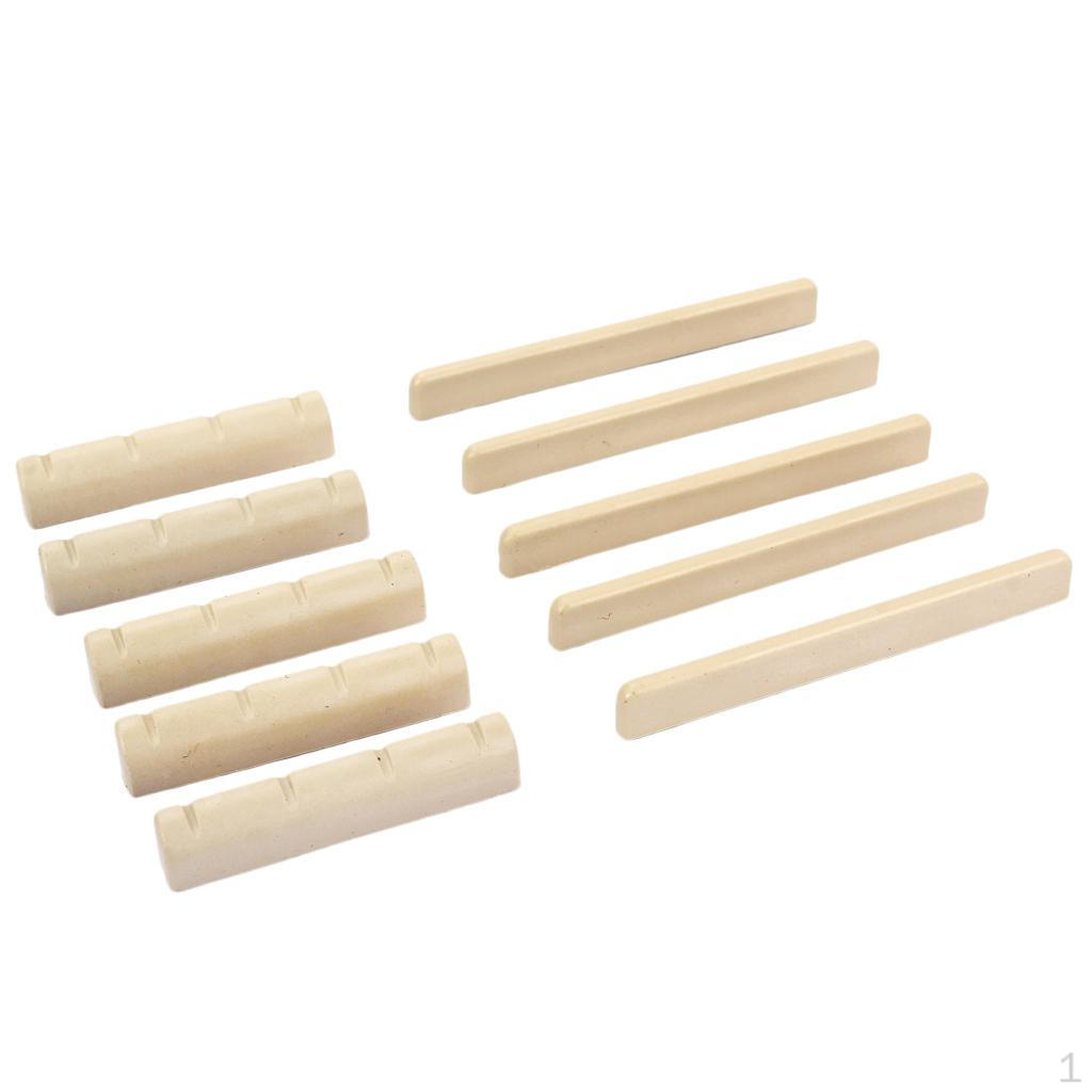 4-String Guitar String Bridge Saddle Nut 5 Sets Carved for Ukulele Replacement