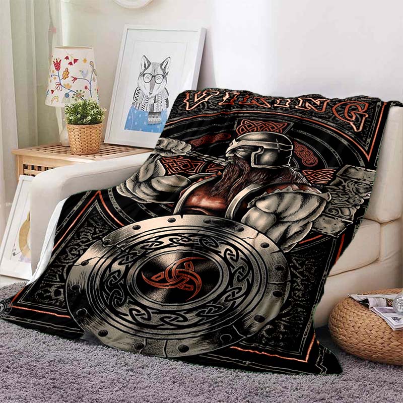 new model Viking Norse Rune Symbol Print Flannel Blanket Cozy Warm Throw Sofa Bedroom Present Indoor Home Seasonal Bedding Decor