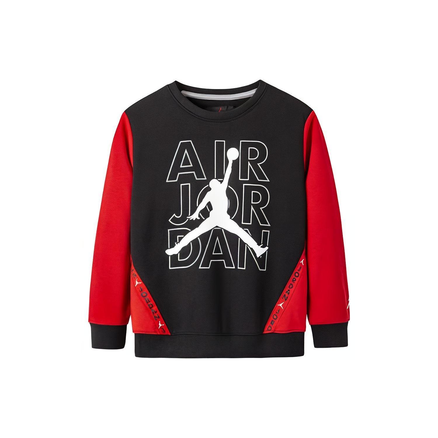 (GS) Air Jordan Logo Printed Sweatshirt Black Red Kids JD2232016GS-001 M