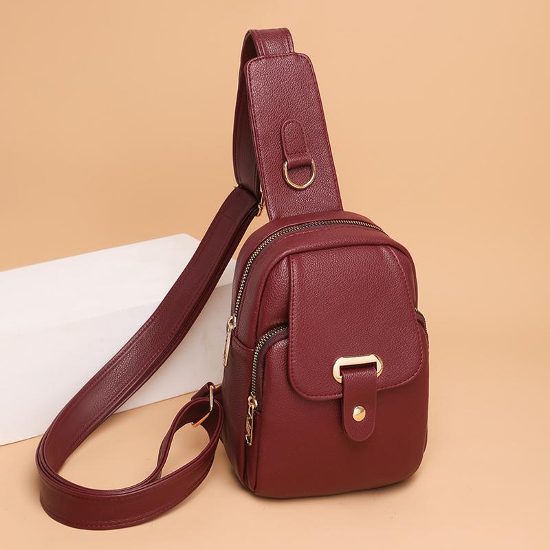 Women Bag Chest Bags Soft PU Leather New Trend Bags Female Crossbody Bag Shoulder Messenger Bags Multiple Pockets Pack Designer
