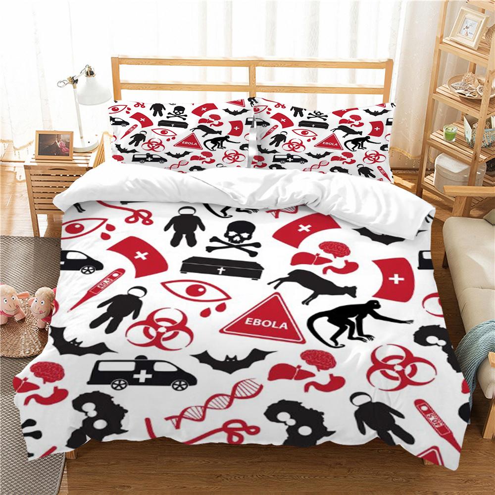 Bettbezug 3D Schädel Druck Bettbezug Set Hohe Qualität Einzelgröße Bettdeckenbezug Set Jungen Mädchen Zuhause Bettwäsche Set