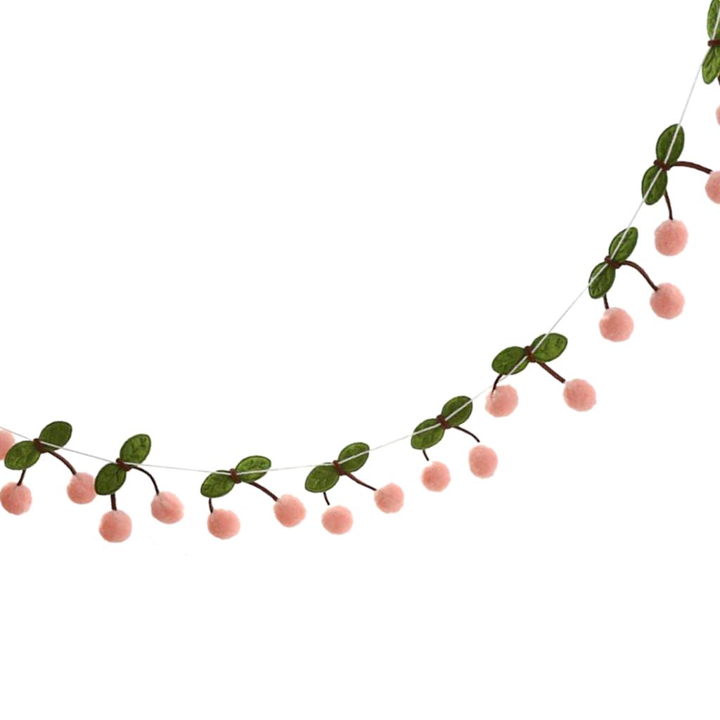 Adorable Cherry Felt Ball Tassel Garland Perfect for Decorating Walls Windows Bedrooms Living Rooms and Trees