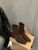Women's high-heeled short boots 2025 new autumn and winter French retro suede thick-heeled thin boots foreign-style Korean small ankle boots