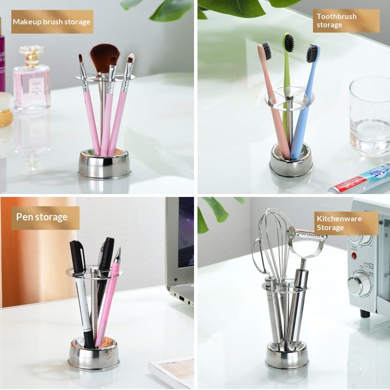 Stainless Steel Toothbrush Holder Makeup Brush Organizer Bathroom Storage For Electric Toothbrush