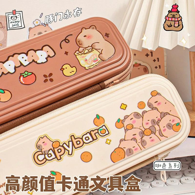 Cute Capybara Pencil Box cartoon pencil case large-capacity stationery storage box organizer Office Back to school Supplies