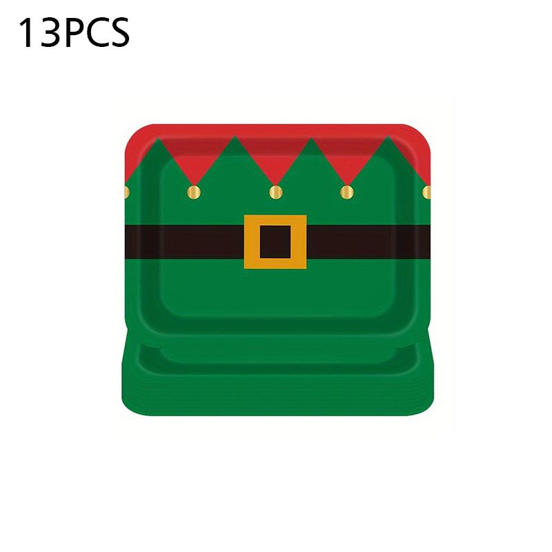 Christmas Paper Plates Christmas Decorations Christmas Tableware Christmas Dinner Christmas Cartoon Pattern Cute 52/13PCS