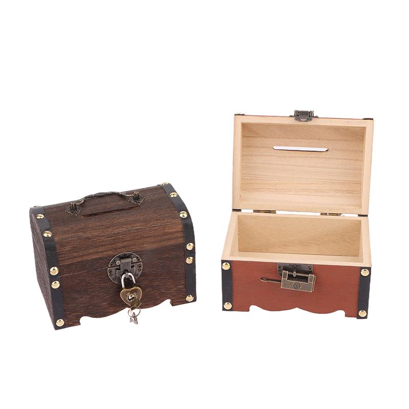 Treasure Chest With Lock Vintage Treasure Storage Box Piggy Bank Organizer Saving Box Case With Lock For Home Retro Decoration