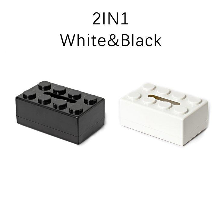 Blocs de construction créatifs avec boîte à mouchoirs à ressort, porte-papier mural sans Perforation, boîte de rangement pour serviettes de visage de salle de bains