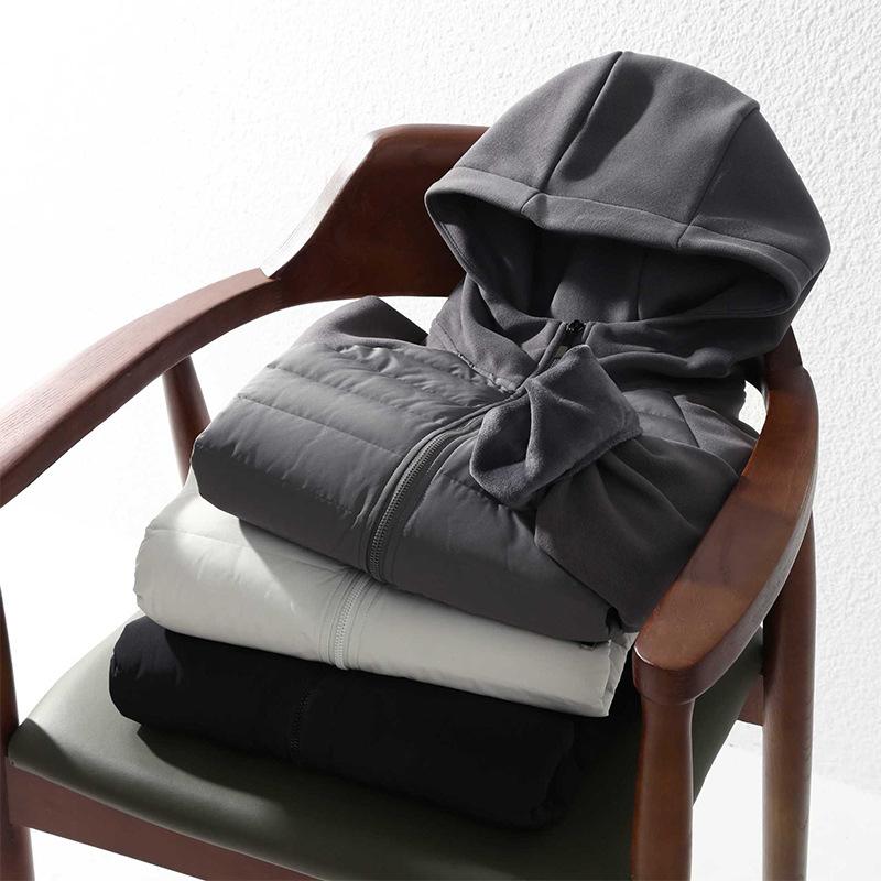 Men's Autumn Down Autumn and Winter Down Jacket Solid Color Simple Splicing Loose Hooded Jacket