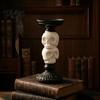 Begraafplaats Geïnspireerde Feestattributen Gotische Kandelaarkandelaar, Halloween Hars Raaf Schedel Zuilkaars Handgemaakte Beeldhouwwerk Basis Vintage Spookachtig