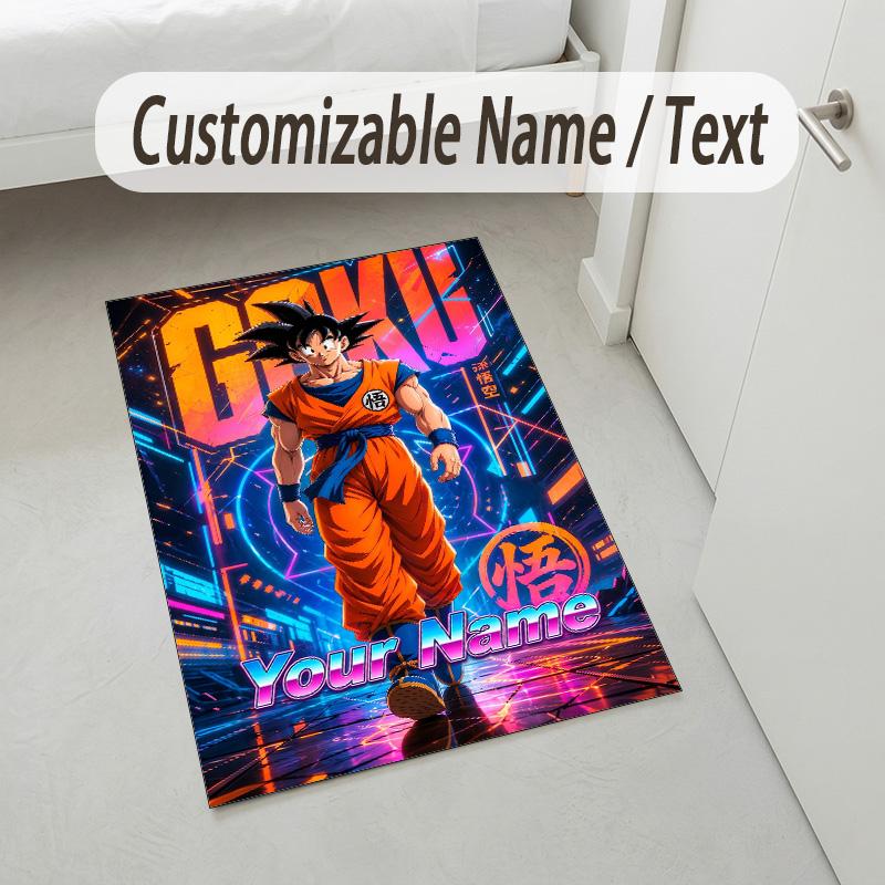 Personalized Crystal Velvet Carpet,Dragon Ball Custom Printed Name, Plush Area Rug For Home Indoor Decor