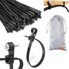 Nylon Universal Cable Tie Buckle,Black Zip Ties Heavy Duty with Screw Hole 75lbs Mountable head Cable management Ties for Indoor & Outdoor Use (50,