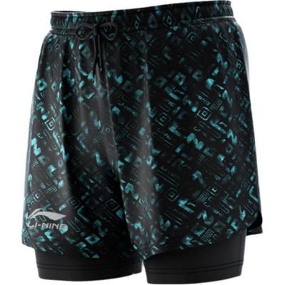 Li-Ning Casual Comfortable Breathable Anti-Embarrassment Five-Point Swim Shorts Men Swimwear Black Blue LSKV300-2