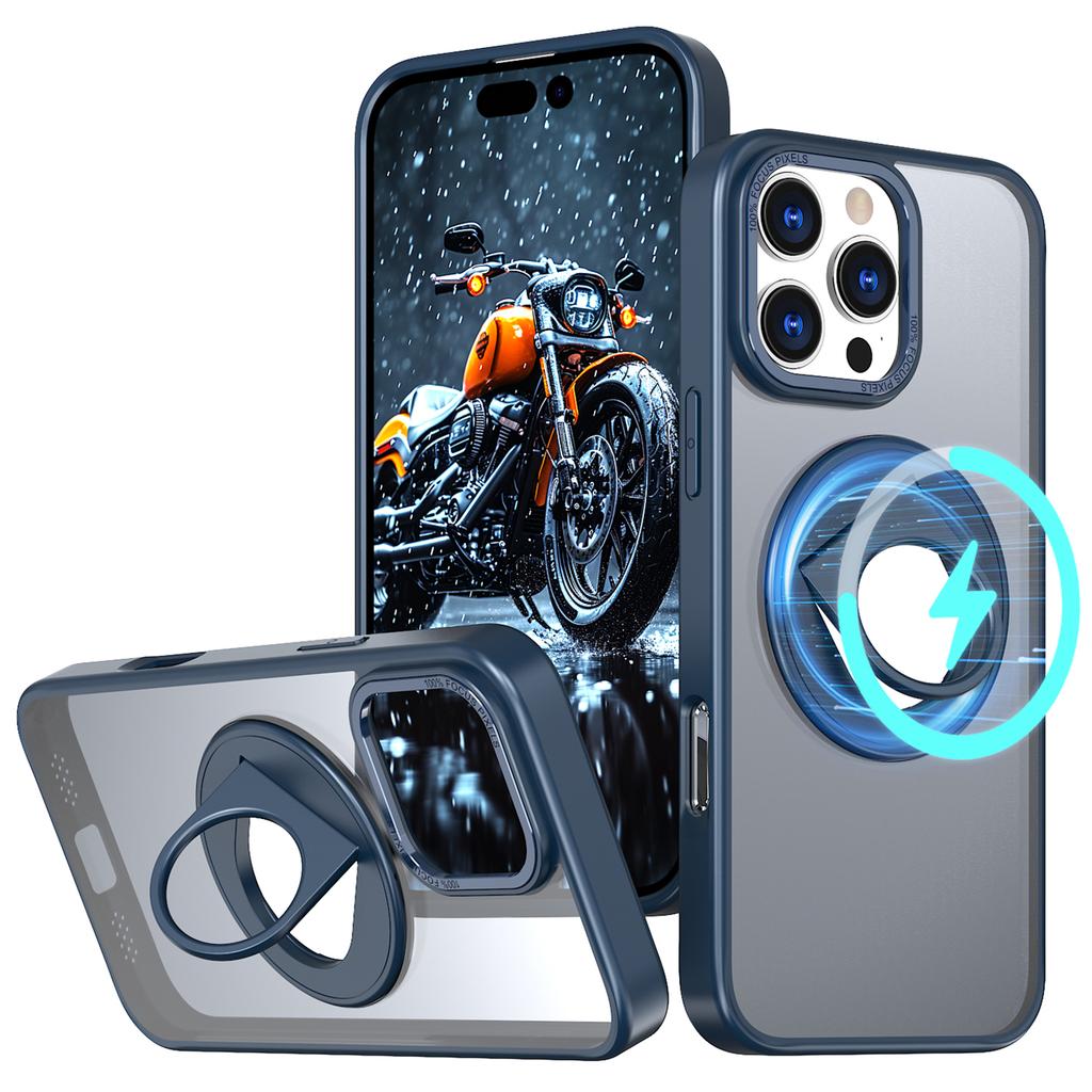 For iPhone 16 Pro Max Kickstand Case TPU+PC Clear Back Phone Cover Compatible with MagSafe