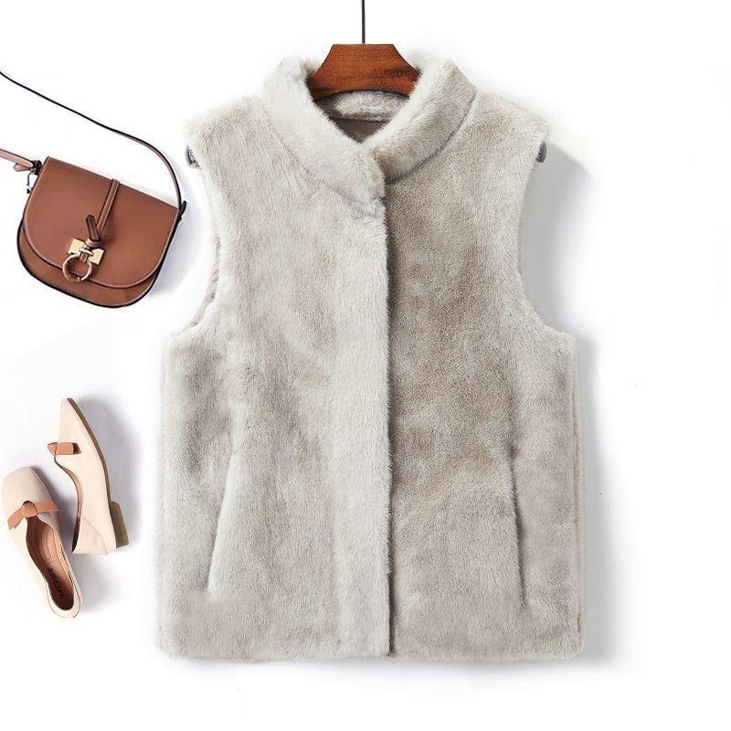 fur integrated waterproof mink vest jacket autumn and winter new medium and old large size loose fashion temperament short vest