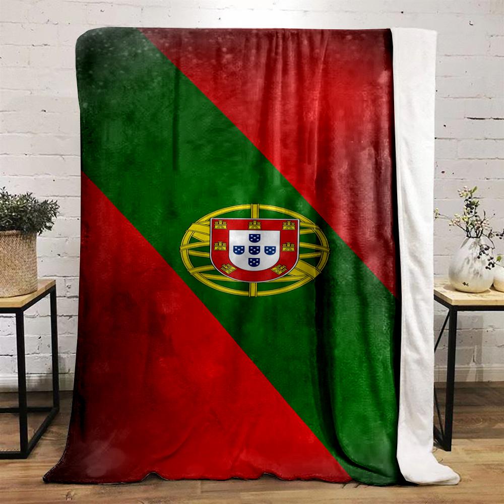 Portugal Flag Design Flannel Blanket for Bedroom, Living Room, Sofa, and Nap Sofas.