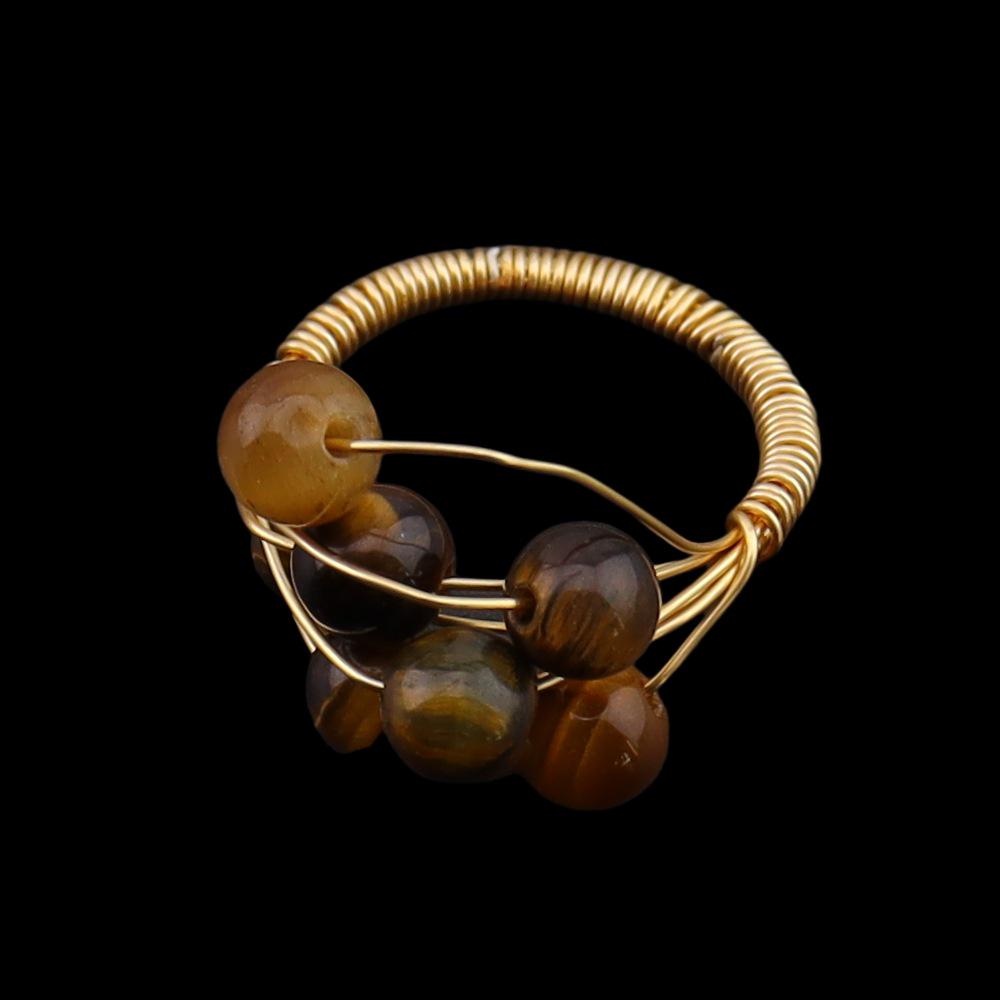 European Retro Natural Stone Crystal Agate Gypsophila Woven Ring