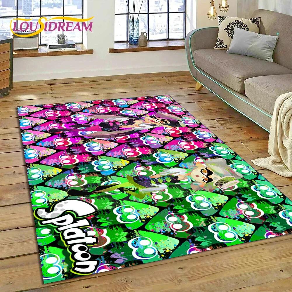 Splatoon3 PC hráč Kreslená hra Koberec do ložnice Obývací pokoj Dekorace domácí pohovky,Hra pro děti Velká dekorační rohož na podlahu Dárek