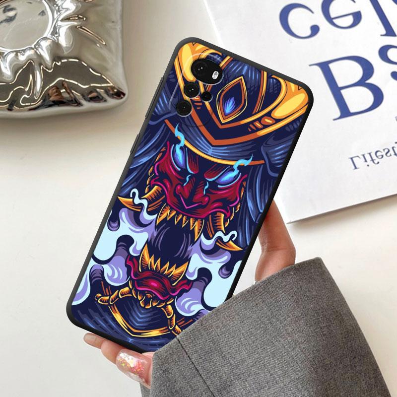 Samurai Oni Mask Case for Motorola Moto G60 G9 Power Lite G31 G32 G200 G52 G72 G50 G30 G51 G71 5G G22 Cover TPU Soft