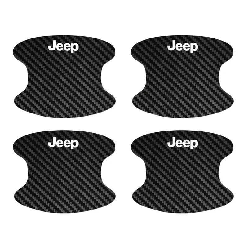 Dla Jeep 4/8/12 SZT Naklejka na próg drzwi samochodu Naklejka ochronna przed zarysowaniami na miseczkę klamki drzwi Dla Jeep Wrangler Renegade Wrangler