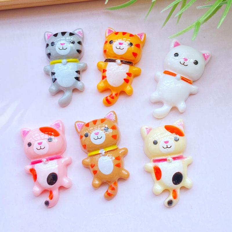 12Pcs New Cute Little Cat Series Flat Back Cabochon Scrapbooking Hair Bow Center Embellishments DIY Accessories