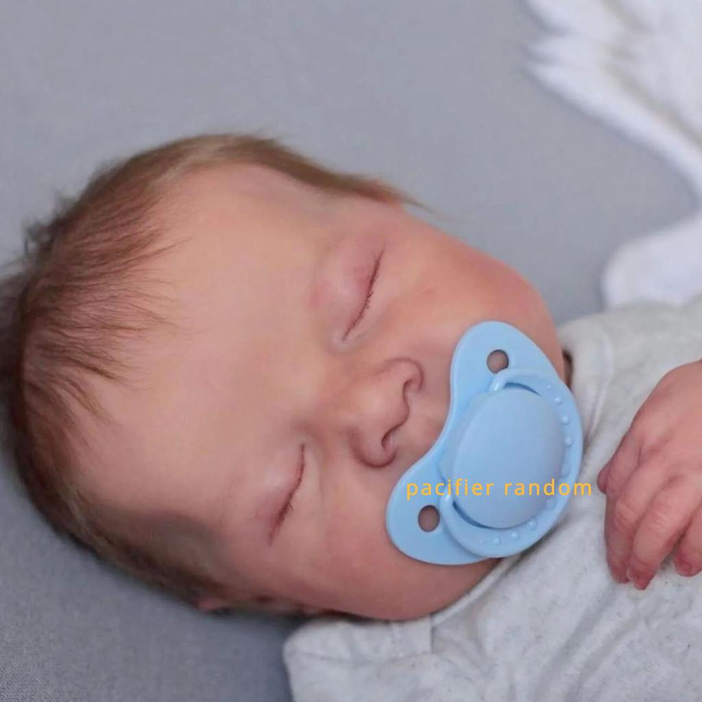 BZDOLL 48cm 19Inch Reborn Levi Asleep Baby Boy Like Real Soft Vinyl Newborn Baby with 3D-painting Skin and Visible Veins Cloth Body Dolls Toy Gift