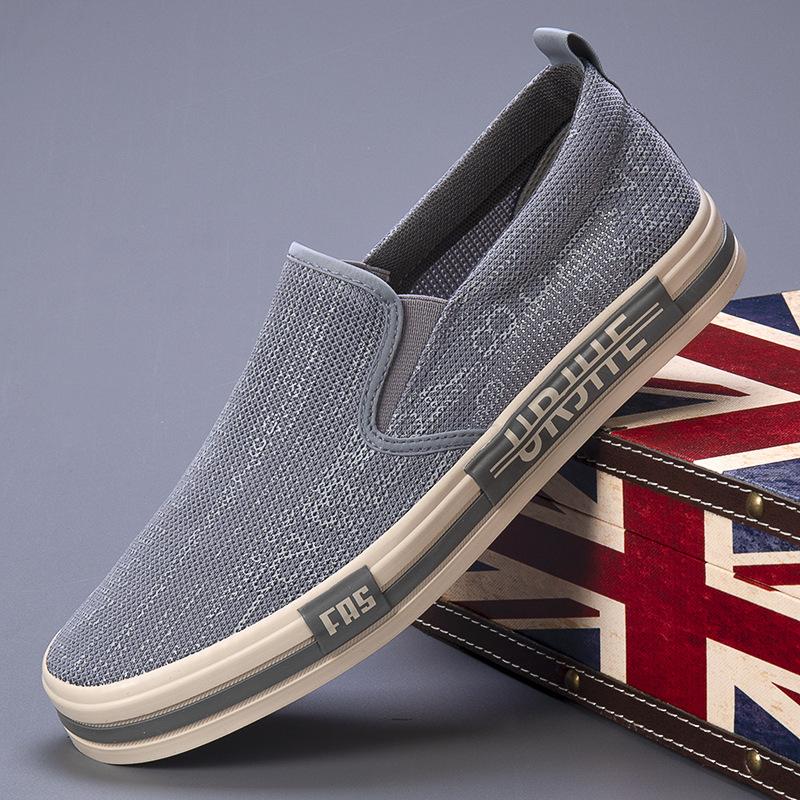 Summer New Men's Flying Mesh Breathable Men's Shoes Korean Version of Casual Simple and Versatile Soft-soled Lazy Shoes.