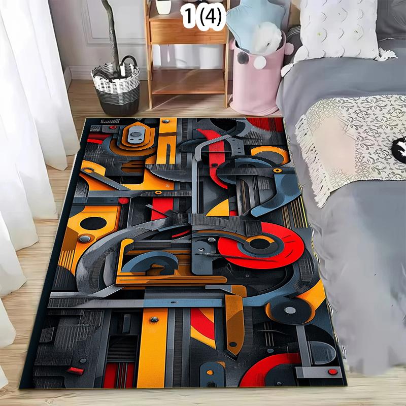 

Rug Carpet Mat Non-Slip Geometric Graffiti Area Rug for Living Room Bedroom Bathroom Kitchen Nursery Playroom Modern Home Decor 40X60cm