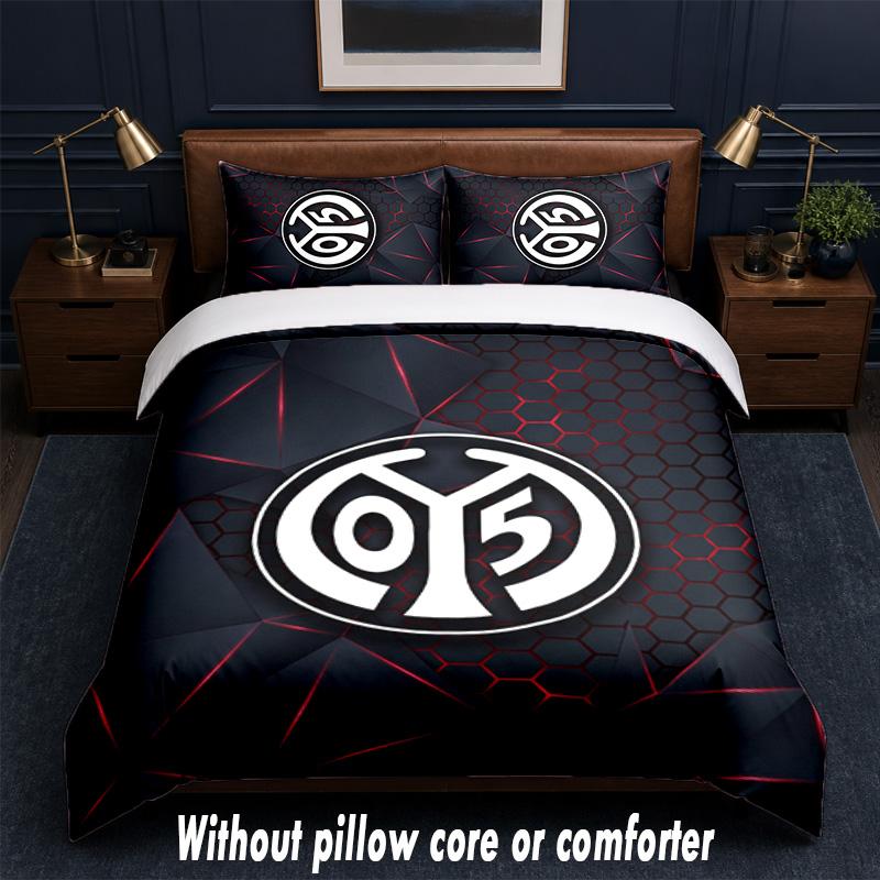 Mainz FC Design Bed Bedding Set 1 Duvet Cover + 2 Pillowcases Soft Breathable Household Bed Linens