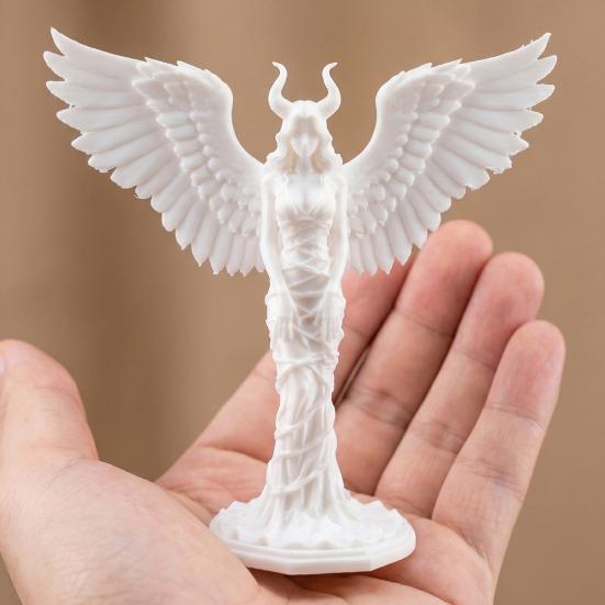 Demon Angel Statue, 3D Printed Wings Matte Texture, Fall-Resistant Ornament for Desk Study Entrance Hall Decoration