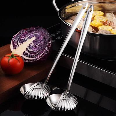 Creative Stainless Steel Hot Pot Soup Spoon Multifu Cooking Spoon Separating Soup Residue Dual-purpose Spoon Hotel Kitchen Tools