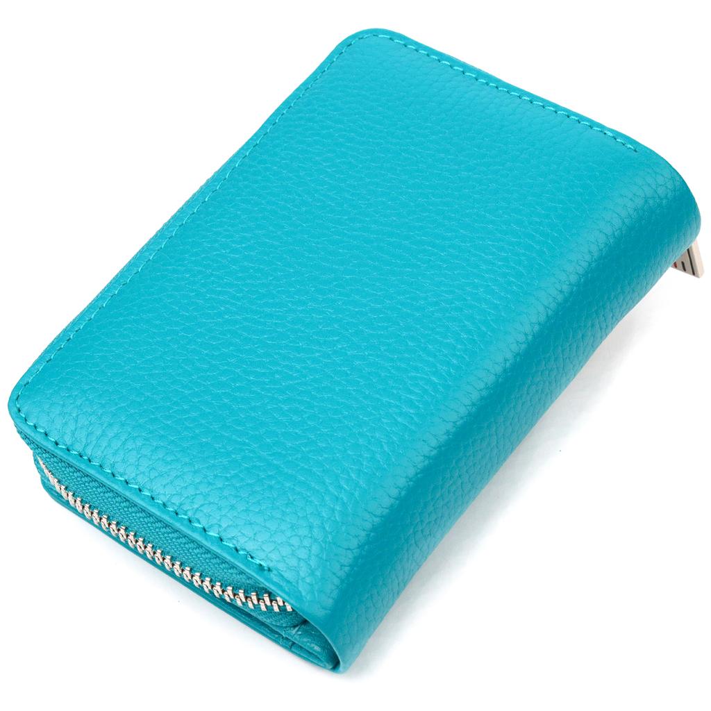 Vertikale Damenbrieftasche mit Münzfach und Reißverschluss aus Echtleder Flotar CANPELLINI Wallet 21599 Türkis