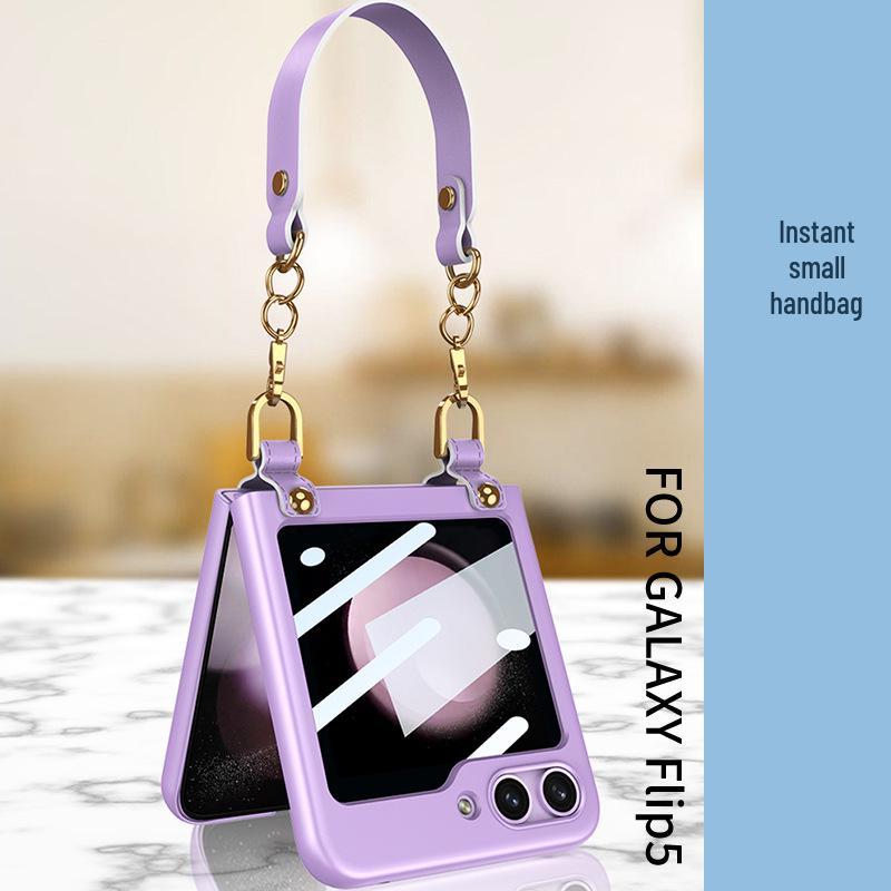 Creative Wrist Strap Foldable Case with Integrated Shell & Film for Samsung Z Flip5