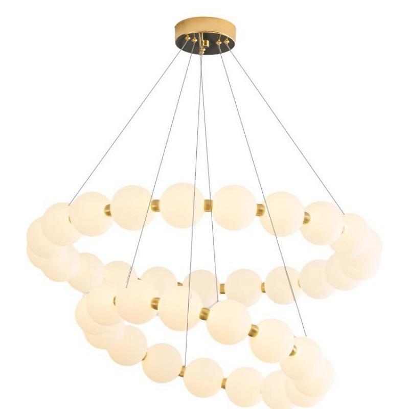 Nordic Modern Living Room Pendant Light Designer Simple LED Bedroom Circular Personalized Dining Room Pearl Necklace Light