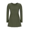 Women's Fashion Casual Color V-neck Long-sleeve A-line Dress