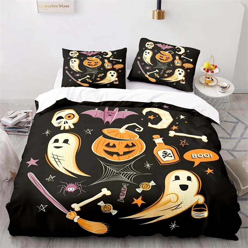 Halloween Boo Duvet Cover Cartoon Eyes for Kids Teens Adults Gift Little Monster Ghost Polyester Quilt Cover Bedroom Decoration