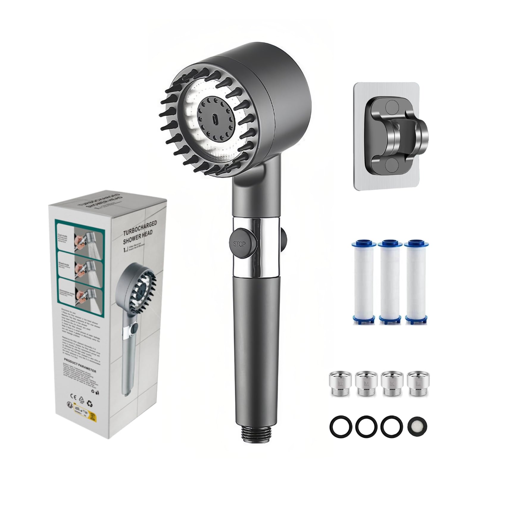 

Душевая головка CloudTur с пузырьками Nano Душевая головка с высоким содержанием хлора и массажной щеткой, 3 уровня подачи воды, вода под водой