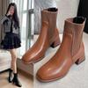 Shoes for Women Basic Square Toe Woman's Boots Elegant Dress Shoes Comfortable High Heel Ankle Boots Botines Para Mujeres