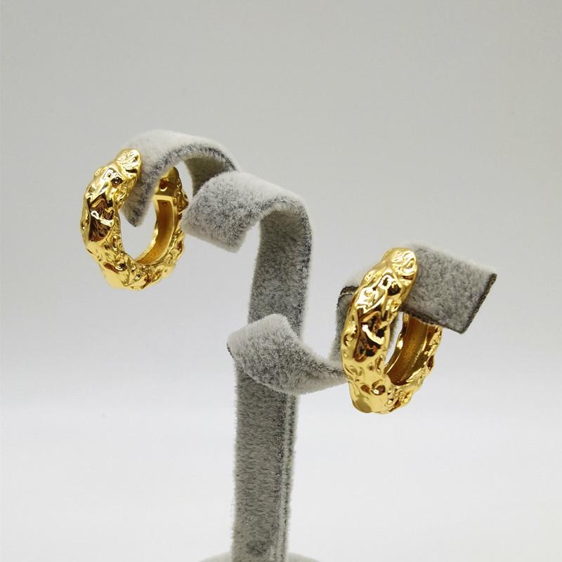 Minimalist Hammered Gold-Plated Textured Hoop Earrings for Women - European & American Retro Style
