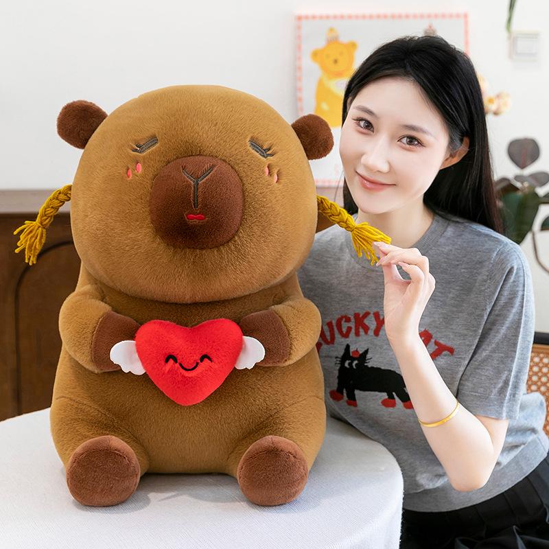 

Heart-Holding Capybara Plush Toy - Cute Cartoon Birthday Gift for Girls 25cm 0.3kg