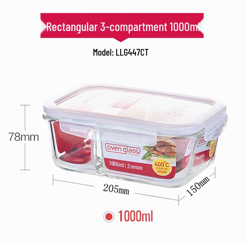 LocknLock Heat-Resistant Glass Divided Lunch Box