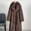 Podzim Zima Dámský Prodloužený Kabát s Imitací Límce Saka Kabát Kožešina Kožešinový Kabát